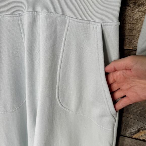 Warm NY Womens Wide Leg Terry Cotton Jumpsuit S/M Light Blue 3/4 Sleeve Lounge